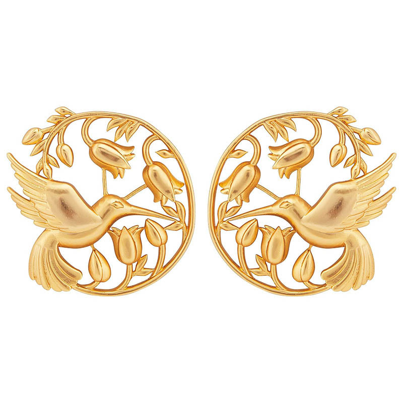 Gold Bird Earrings - Bird Drop Earrings | Sara Miller London